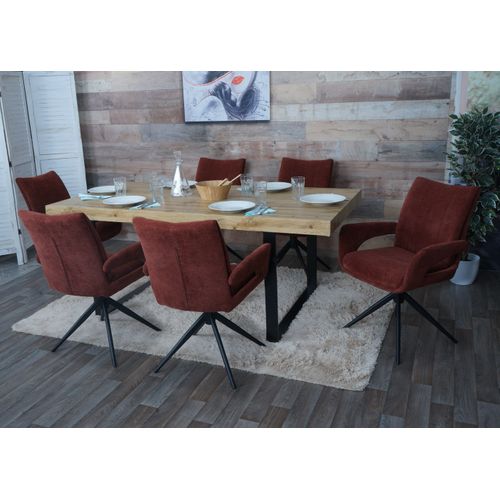 Lot De 6 Chaises De Salle à Manger Hwc-o78 Chenille (310 G/m²) Rouge-brun