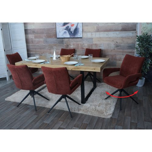 Lot De 6 Chaises De Salle à Manger Hwc-o78 Chenille (310 G/m²) Rouge-brun