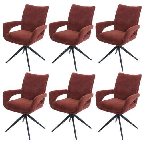 Lot De 6 Chaises De Salle à Manger Hwc-o78 Chenille (310 G/m²) Rouge-brun