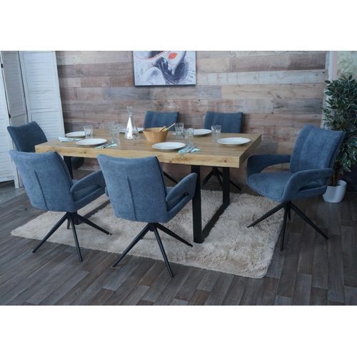 Lot De 6 Chaises De Salle à Manger Hwc-o78 Chenille (310 G/m²)   Gris-bleu