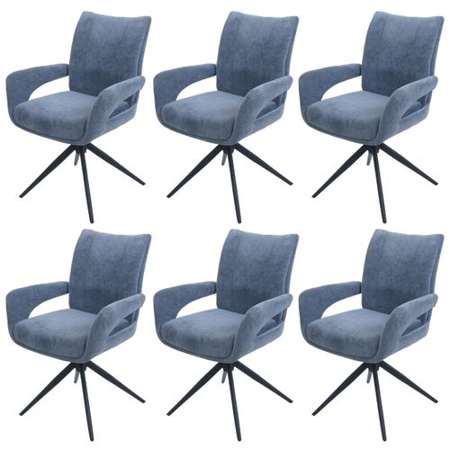 Lot De 6 Chaises De Salle à Manger Hwc-o78 Chenille (310 G/m²)   Gris-bleu