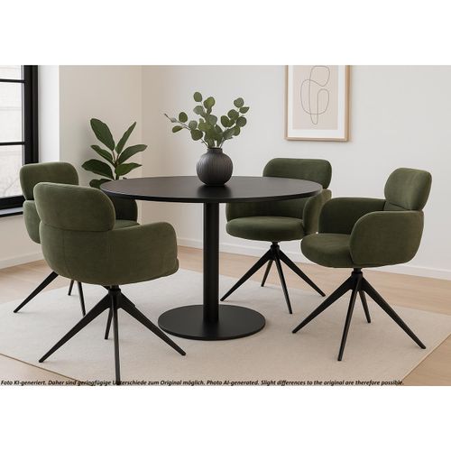 Chaise De Salle à Manger Hwc-o77 Tissu (310 G/m²) Chenille   Vert Olive