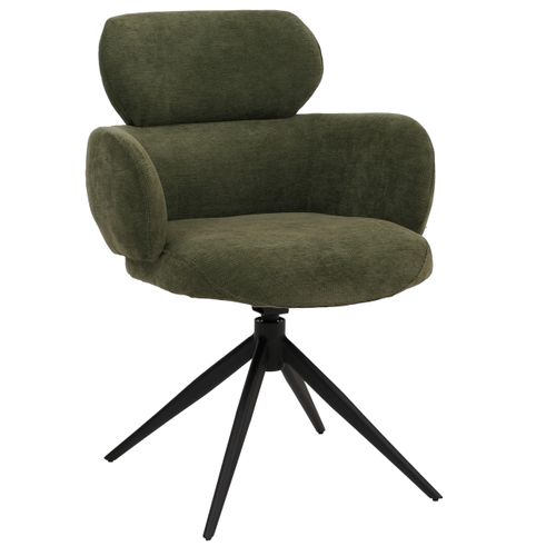 Chaise De Salle à Manger Hwc-o77 Tissu (310 G/m²) Chenille   Vert Olive
