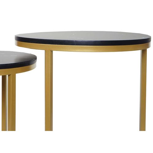 Lot De 2 Tables D'appoint Hwc-k46 Aspect Marbré Mvg-certifié Mdf Noir-or
