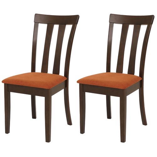 Lot De 2 Chaises De Salle à Manger Hwc-g46 En Bois Massif Piètement Foncé, Orange