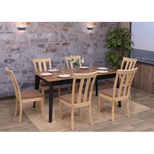 Lot De 6 Chaises De Salle à Manger Hwc-g46 Piètement Couleur Naturelle, Marron