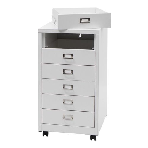Caisson à Roulettes Hwc-l49 Métal 75x40x41cm 6 Tiroirs Blanc