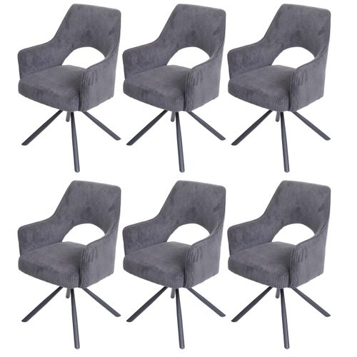 Lot De 6 Chaises De Salle à Manger Hwc-k30 Tissu/textile Corde-gris Foncé