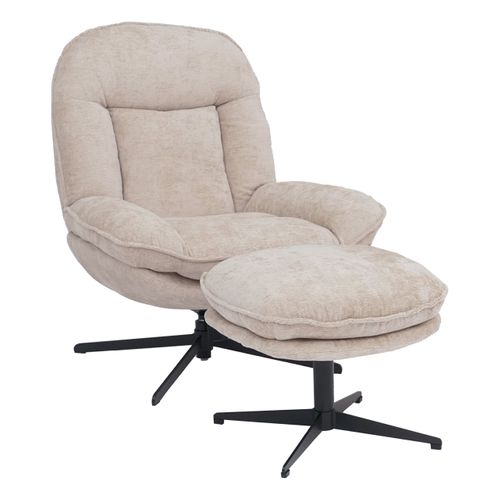 Fauteuil Relax Avec Repose-pieds Hwc-p32 Chenille (370 G/m²) Crème