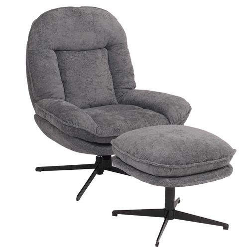 Fauteuil Relax Avec Repose-pieds Hwc-p32 Chenille (370 G/m²) Gris