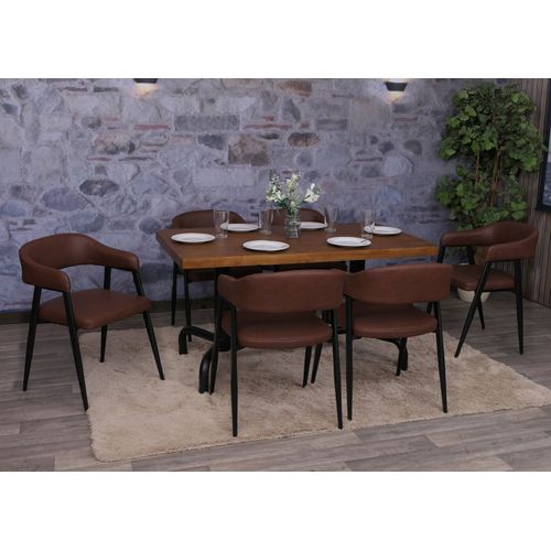 Lot De 6 Chaises De Salle à Manger Hwc-p29 En Similicuir Rouge Rouille