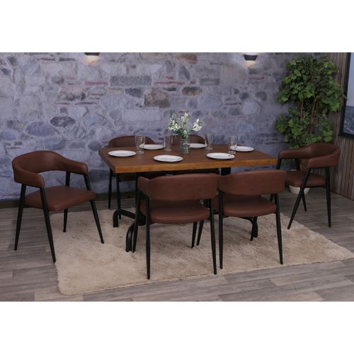 Lot De 6 Chaises De Salle à Manger Hwc-p29 En Similicuir Rouge Rouille