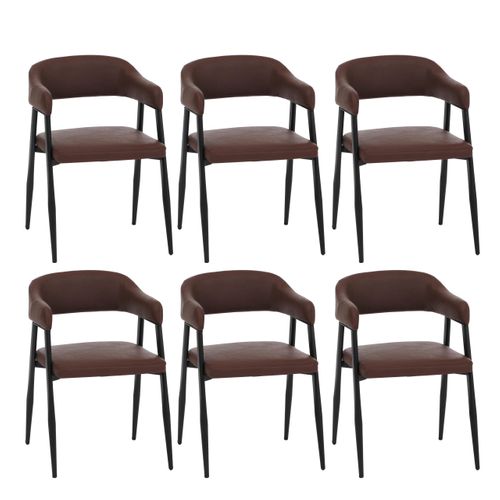 Lot De 6 Chaises De Salle à Manger Hwc-p29 En Similicuir Rouge Rouille