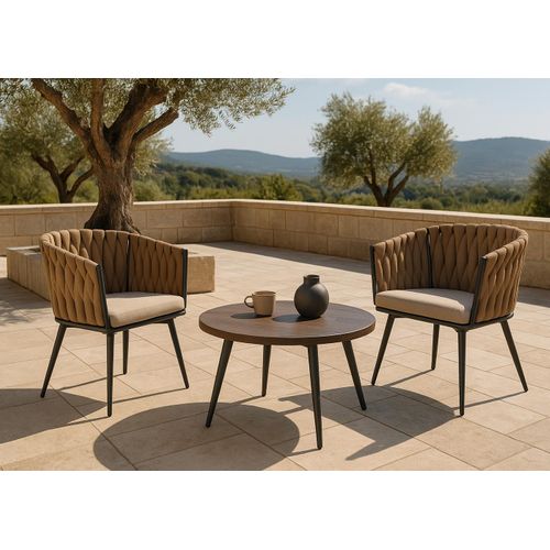 Lot De 2 Chaises De Jardin En Aluminium Hwc-n38 Beige Coussin Marron Clair