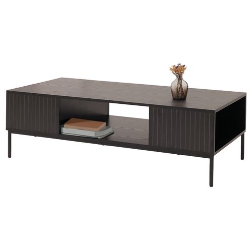 Table Basse Hwc-o39 Mélamine Mdf 39x120x60cm Imitation Bois Noir