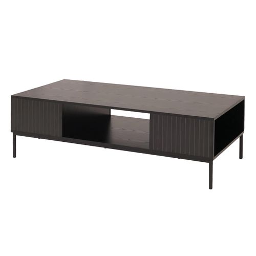 Table Basse Hwc-o39 Mélamine Mdf 39x120x60cm Imitation Bois Noir