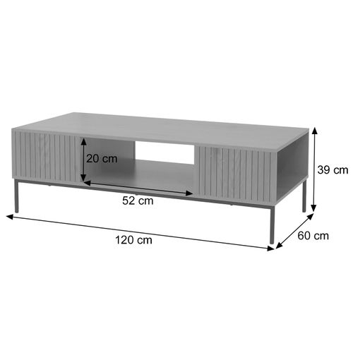 Table Basse Hwc-o39 Mélamine Mdf 39x120x60cm Imitation Bois Noir