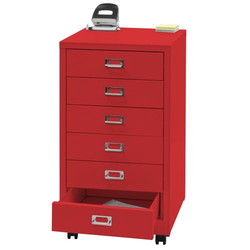 Caisson Roulant Hwc-l49 Métal 75x40x41cm 5 Tiroirs Rouge