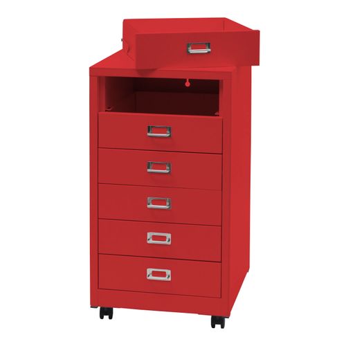 Caisson Roulant Hwc-l49 Métal 75x40x41cm 5 Tiroirs Rouge