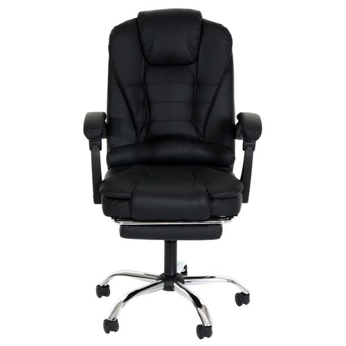 Chaise De Bureau Hwc-m80 Repose-pieds Extensible Similicuir Piétement Argenté Noir