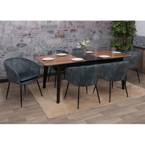 Lot De 6 Chaises De Salle à Manger Hwc-o28 (340g/m²) Métal Bleu