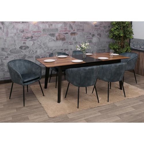 Lot De 6 Chaises De Salle à Manger Hwc-o28 (340g/m²) Métal Bleu