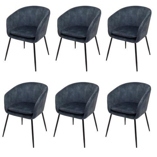 Lot De 6 Chaises De Salle à Manger Hwc-o28 (340g/m²) Métal Bleu