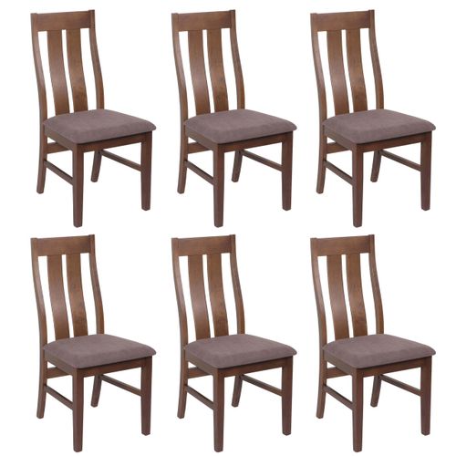 Lot De 6 Chaises De Salle à Manger Hwc-m58 Tissu/textile Bois Massif Foncé, Taupe