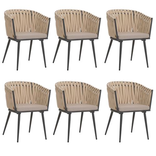 Lot De 6 Chaises De Salle à Manger En Aluminium Hwc-n38 Crème Coussin Marron Clair
