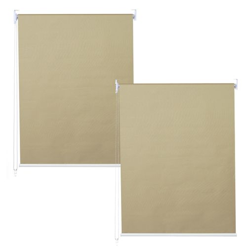 Lot De 2 Stores à Enroulement Hwc-d52 100x160cm Protection Solaire Opaque Beige