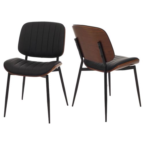 Lot De 2 Chaises De Salle à Manger Hwc-o44 Mvg Aspect Noyer, Noir