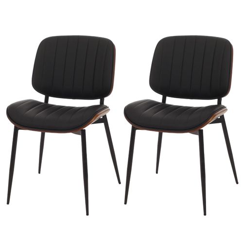 Lot De 2 Chaises De Salle à Manger Hwc-o44 Mvg Aspect Noyer, Noir