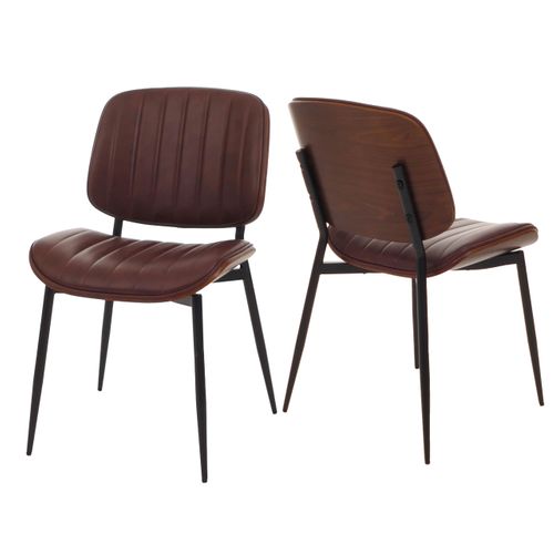 Lot De 2 Chaises De Salle à Manger Hwc-o44 Aspect Noyer, Marron Vintage