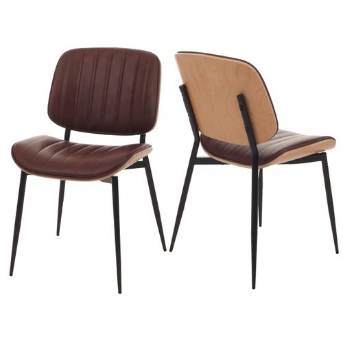 Lot De 2 Chaises De Salle à Manger Hwc-o44 Nature, Marron Vintage