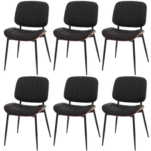 Lot De 6 Chaises De Salle à Manger Hwc-o44 Mvg Aspect Noyer, Noir