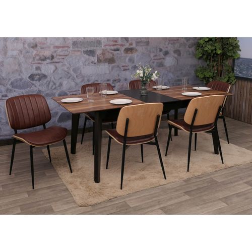 Lot De 6 Chaises De Salle à Manger Hwc-o44 Mvg Nature, Marron Vintage