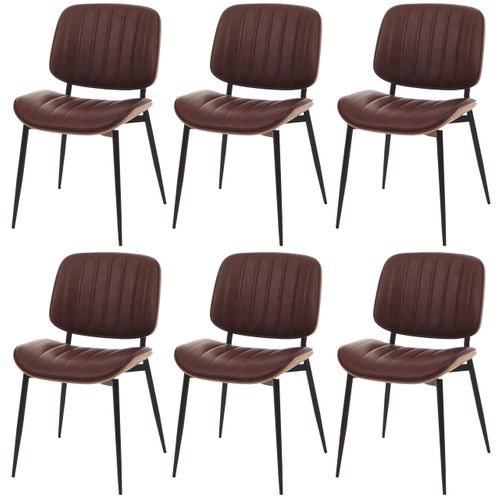 Lot De 6 Chaises De Salle à Manger Hwc-o44 Mvg Nature, Marron Vintage