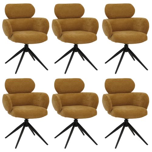 Lot De 6 Chaises De Salle à Manger Hwc-o77 (310 G/m²)   Jaune Moutarde