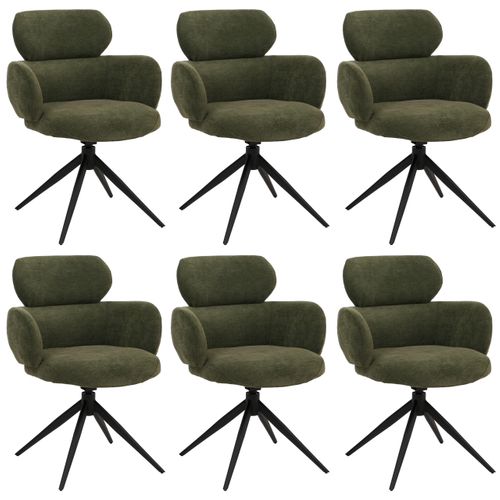 Lot De 6 Chaises De Salle à Manger Hwc-o77 (310 G/m²) Chenille   Rouge-brun