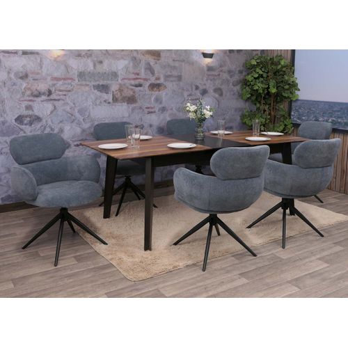 Woltu – Lot de 6 chaises de salle à manger – Assise en velours – Dossier incurvé et accoudoirs