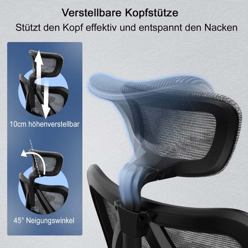 Sihoo Chaise De Bureau Ergonomique Charge Max. 150kg Gris/noir