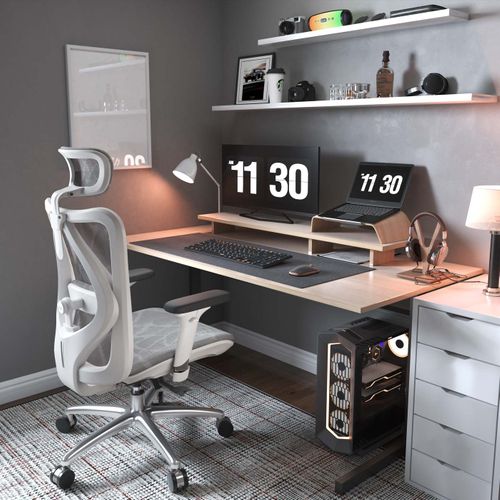 Sihoo Chaise De Bureau Ergonomique Charge Max. 150kg Gris/blanc