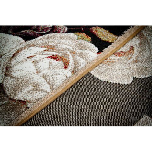 Tapis De Salon Floral En Polypropylène - Noir - 200x300 Cm