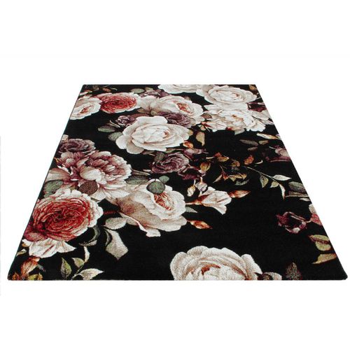 Tapis De Salon Floral En Polypropylène - Noir - 200x300 Cm