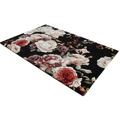 Tapis De Salon Floral En Polypropylène - Noir - 200x300 Cm