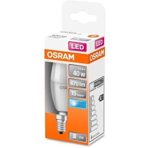 Ampoule LED Flamme Dépolie Avec Radiateur - 5,4w Équivalent 40w E14 - Blanc Froid