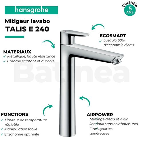 Mitigeur De Lavabo Hansgrohe Talis E 240 Aspect Doré Poli