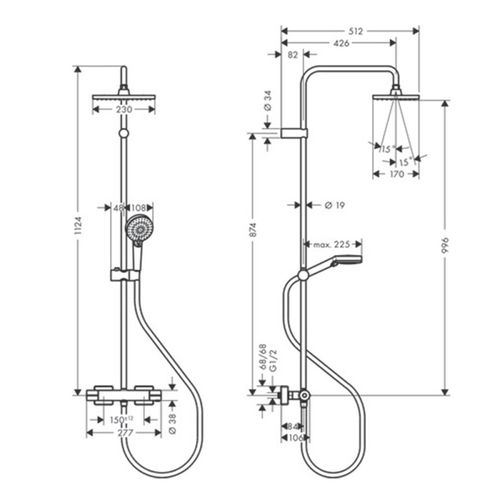 Colonne De Douche Thermostatique Hansgrohe Vernis Shape 230 Chromé