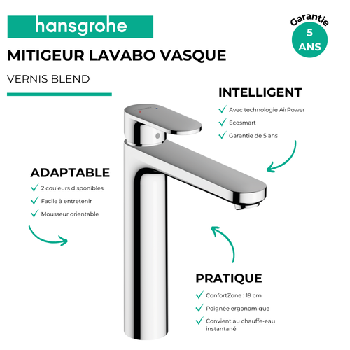 Mitigeur De Lavabo190 Sans Tirette Ni Vidage Chromé