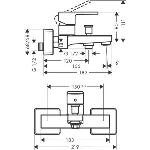 Mitigeur Bain Douche Mécanique Hansgrohe Vernis Shape Chromé